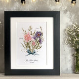Digital Download Couple Watercolour Birth Month Flower, Flower Bunch, Gift for Family, Mother's Day, Christmas Present with Names