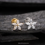 16G 18G Threadless Flower Push-In Labret/Tragus/Cartilage/Conch/Forward Helix Stud/Nose Piercing/Push Pin Earring/Flat Back Stud Silver Gold