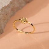 Dainty 14K Solid Gold Cute Daisy Stackable Ring, Minimalist Stacking Floral Ring for Her, Tiny Flower Band Gift for Christmas