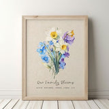 Personalized Gift Family Birth Flower Bouquet Christmas Birthday Gift Personalized Garden Print Birth Month Flower