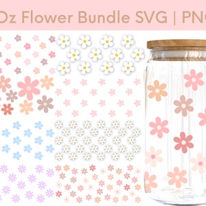 Flower Libbey Glass Wrap Bundle,Beer Can Glass svg,Libbey Glass Svg, Libbey Glass Spring Svg  , Daisies Libbey Glass,Flowers Beer Can