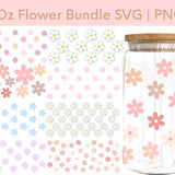 Flower Libbey Glass Wrap Bundle,Beer Can Glass svg,Libbey Glass Svg, Libbey Glass Spring Svg  , Daisies Libbey Glass,Flowers Beer Can