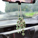 Car Mirror Hanging Accessories, Minimalist Car Crochet Plants, Houseplant Decor, Crochet Monstera Plants, Car Charms, Crochet Hanging Plant
