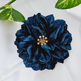 Oversized Teal Blue Flower Brooch for Weddings. Proms,  Handmade Floral Shoulder Pins, Big Flower Brooch for Women, Big Flower Hair clip
