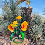 SPRING SALE! Rustic Handcrafted Vibrant MINI Metal Flower Tulip Bouquet Yard Art Metal Morning Glory Anemone Poppies Poppy Flowers