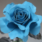 NEW design Blue steel handmade metal rose,  flower Sculpture 11th Wedding anniversary, blacksmith forged flower with FREE delivery