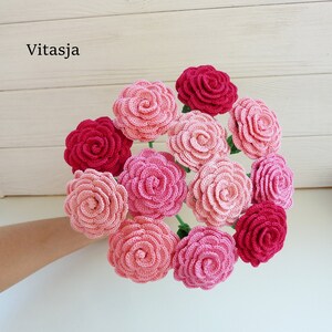 Cluster of pink crocheted roses
