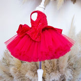 Red Sparkling Birthday Girl Dress, Ready To Ship, Tutu Knee Baby Dress, Flower Girl Dress, Christmas Sequined Gown, Photoshoot, Size 12-18