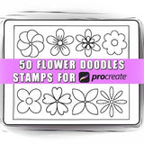 50 Flower Doodles Procreate Stamps | Flower Procreate Brushes| Flower Stamp | Simple | Flower Simple Doodles Patterns | Doodle Flower Brush