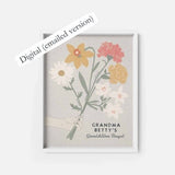 Birth Flower Bouquet, Digital Delivery, Custom Flower Bunch, Personalized Garden, Birth Flowers, Gift for Grandma, Grandmas Garden