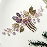 Gold purple rhinestone hair clip | elegant hair pin | crystal bridal bridesmaid wedding hair accessories | gifts for women | party prom gift