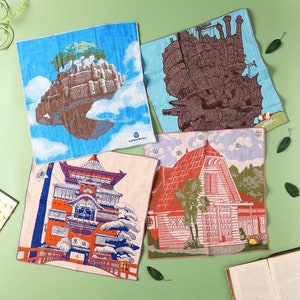 Illustrated fabric wall hanging with anime-style character scenes