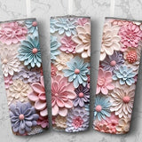 3D Daisies Flowers Tumbler Wrap, 20 oz Skinny Tumbler Sublimation Design, Instant Digital Download PNG, Straight Tumbler Wrap