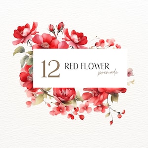 Watercolor red rose floral wreath with leaves and pink blooms, border design