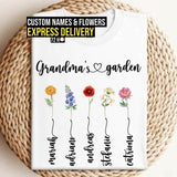 Cute Custom Gigi Shirt Floral New Grandma Tee Grandkids Names Colorful T-Shirt Granny Gift Personalized Express Delivery Available