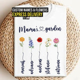 Unique Mom's Garden Shirt with Custom Birth Flowers, Mothers Day Gift from Daughter, Grandma for Gift Express Delivery Available