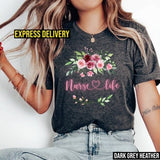 Floral Registered Nurse T Shirt Nursing Student Graduation Gift PICU Nurse Tee Colorful Nursing Life T-Shirt Express Delivery Available