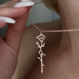 Birth Flower Necklace, Dainty Name Necklace with Birth Flower, Floral Name Necklace, Name Necklace, Floral Necklace, Personalized Jewelry