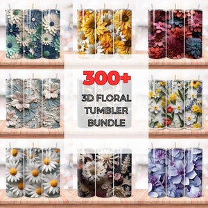 300+ Mega 3D Floral Tumbler Wrap Bundle, Floral Tumbler Wrap, 3D Flowers 20oz Tumbler Sublimation Designs, Tumbler Wraps , Commercial Use