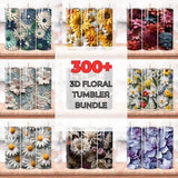 300+ Mega 3D Floral Tumbler Wrap Bundle, Floral Tumbler Wrap, 3D Flowers 20oz Tumbler Sublimation Designs, Tumbler Wraps , Commercial Use