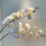 9 Heads White Orchid Stem 38" Premium Artificial Flower Centerpiece DIY Floral Decoration Wedding Table Decor Home Fake Long Plant Faux