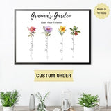 Custom Birth Flower Sign, Family Birth Month Flower Garden, Grandma's Garden sign, Mom's Garden, Personalized birthday Gift, Digital Print