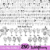 Wildflower svg Bundle, Birth Month Flowers Svg, Bouquet  Flower Clipart, Botanical svg ,Floral Svg ,Daisy svg ,Rose svg, Poppy