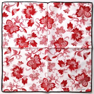 YvesSaintLaurent Vintage Handkerchief Red Floral 19" x 19" I Free Delivery on order 35 USD Just buys multiple items together in order