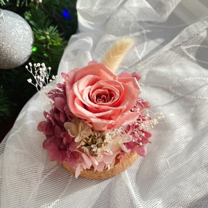Dried Flower Bouquet Arrangement Gift, Preserved Flower, Eternal Rose Glass Dome, Pressed Flowers, Valentine's Day, PRESERVED ROSES BOX