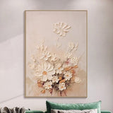 Neutral Wall Art Abstract Flower Textured Wall Art Blooming Floral Painting On Canvas Gift For Her Living Room Wall Art Custom Canvas Art