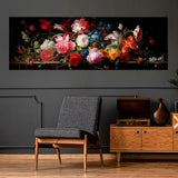 Dark academia canvas wall art Flowers painting print Moody floral art Dark academia decor Panoramic Long wall art Flower Large canvas art