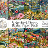 Embroidered Floral Meadow Seamless Pattern | Instant Download | 3d Flower Digital Paper | Digital Scrapbooking | Commercial Use