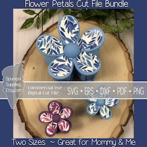 Flower petal hair claw clip cut file bundle, two sizes