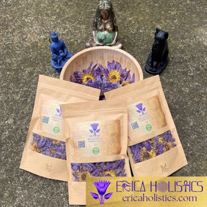 Organic blue lotus herbal gift set with kraft pouches and small labeled sachets