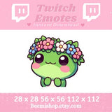 Twitch Emote Cute Chibi Frog Emotes Wearing A Flower Crown Happy Flowers Stream Comfy Adorable  Server Funny