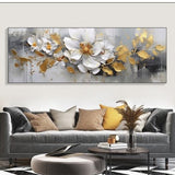 Original Flower Oil Painting On Canvas, Large Wall Art, Abstract Gold Floral Painting,Custom Painting,Modern Living Room Wall Decor Gift