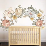 Large Flowers Removable Wall Decal, Watercolor Flower Decals, Oversized Floral Decal, Nursery Wallpaper, Boho Nursery Decor, Playroom Decal