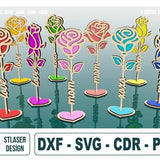 Two Layered Rose Laser Cut Svg Files, Vector Files For Wood Laser Cutting
