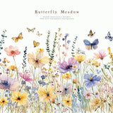 Wild Flowers - Wild Floral Clipart - Butterfly meadow Clipart - spring Clipart - Premade Borders - Premade Clipart - Watercolor Clipart