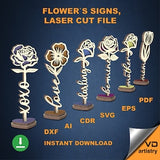 Two Layered Flower's   Laser Cut Svg Files Customized Rose Laser Cut File Mother Day Svg Laser Bundle Mom Rose  90 different designs