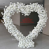 White Rose Heart shape Artificial Full Rose Flower Row Arch Set for Wedding Decoration Outdoor Event Party Backdrop Decor