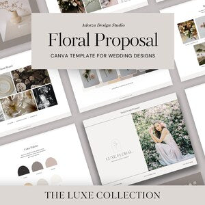 Floral proposal template cover with photos and 'THE LUXE COLLECTION' text