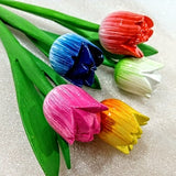 Wood tulips bouquet wooden flowers Spring flower Wooden tulips Holland Dutch gift Mother's day Easter decoration Graduation flower Grandma