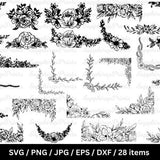 Flower Corner Svg Bundle, Flower Border Svg,Floral Border Svg, Flower Svg bundle, Floral Arrangement Svg, Wedding Floral Border, Cut File