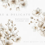White Rustic Flower Clipart Bundle - Watercolor Clipart - Wedding Clipart - Scrapbooking - Premade Clipart - White Floral Clipart - Bouquets