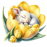 Sleeping Bunny And Flowers Clipart - 14 High Quality PNGs, Digital Download, Card Making, Clip Art, Digital Paper Craft, Sublimation