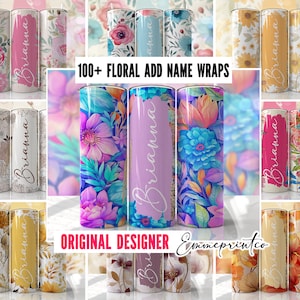 Floral flower tumbler wrap bundle with assorted colorful floral designs for custom tumblers