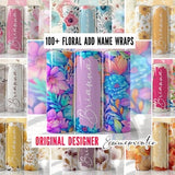 100+ FLOWER TUMBLER WRAP Bundle  Add Name Custom Sublimation Tumbler Templates png Floral Tumbler Wrap Bundle