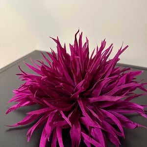 Dark pink silk flower brooch with layered petals