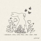 Bunny Plotter File Svg Dxf Eps Png Jpg Pdf Baby Animal Cricut Floral Rabbit Clipart Spring Meadow Silhouette Wildflower Vinyl Laser Cut File